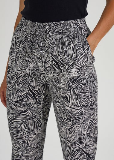 Black Print Tapered Trousers