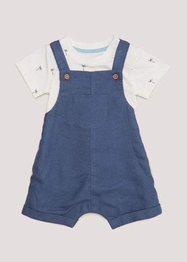 Baby Navy Dungarees & T-Shirt Set (Newborn-23mths)