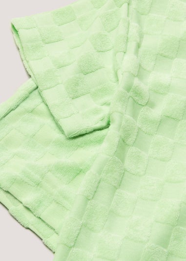 Boys Green Checkerboard Towelling T-Shirt & Shorts Set (4-13yrs)