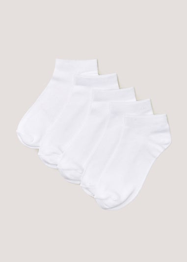 5 Pack White Soft Touch Bamboo Trainer Socks