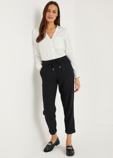 Papaya Petite White Linen Blend Shirt