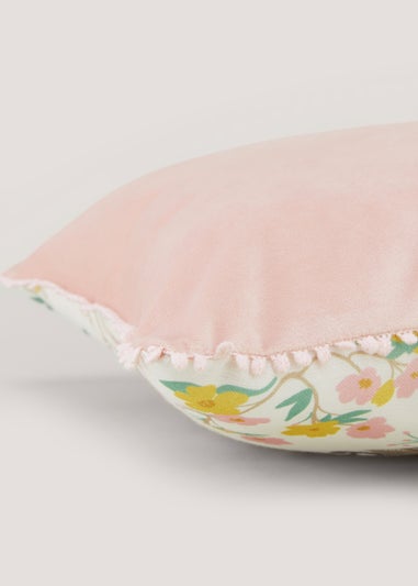 Multicoloured Bird Print Embroidered Cushion (43cm x 43cm)