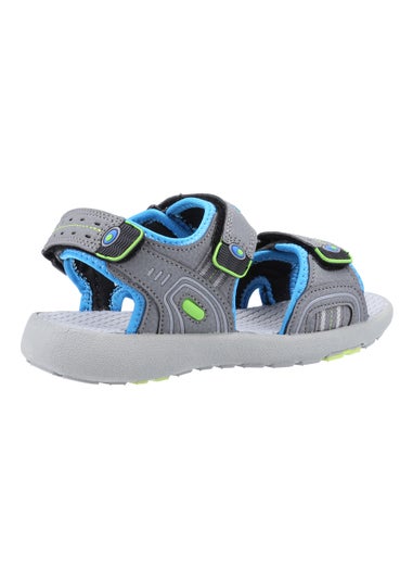 Boys Hush Puppies Mario Grey Quarter Strap Sandals (Younger 10-Older 2)