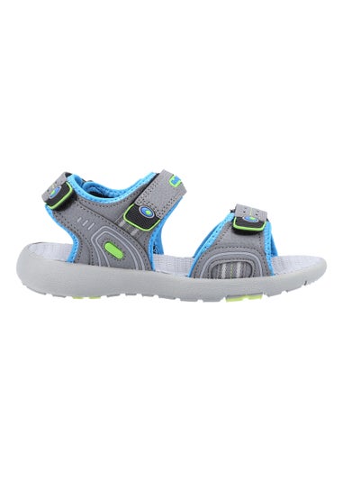 Boys Hush Puppies Mario Grey Quarter Strap Sandals (Younger 10-Older 2)
