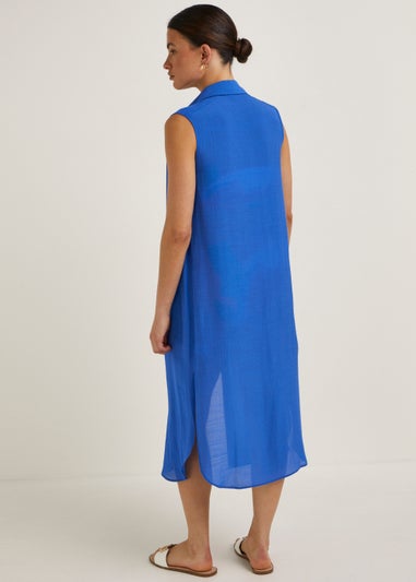 Cobalt Longline Sleeveless Beach Shirt