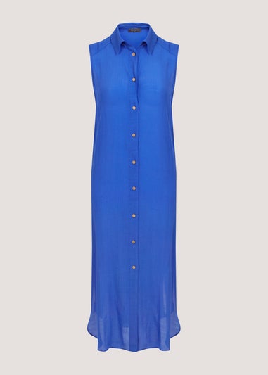Cobalt Longline Sleeveless Beach Shirt