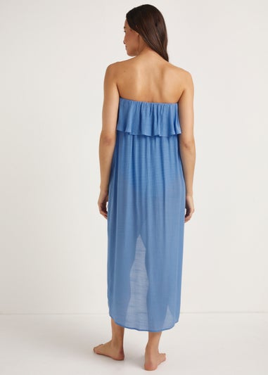 Blue Bandeau Maxi Dress