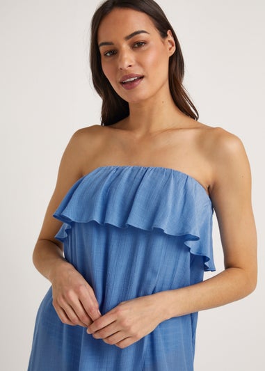 Blue Bandeau Maxi Dress