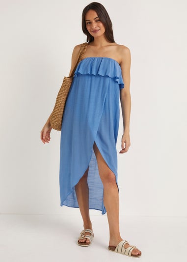 Blue Bandeau Maxi Dress