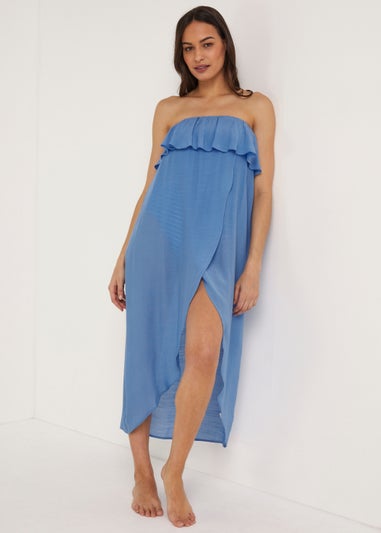 Blue Bandeau Maxi Dress