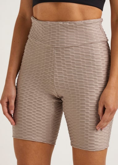 Souluxe Beige Ruched Sports Shorts