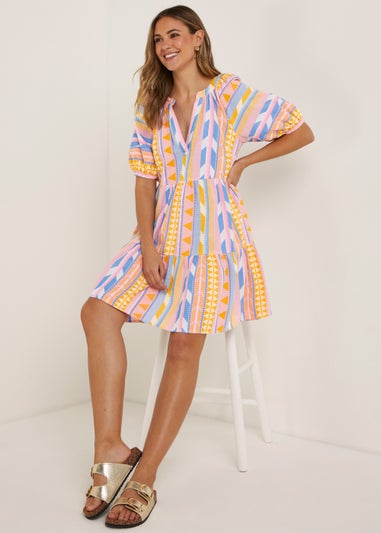 Papaya Petite Multicoloured Jacquard Mini Dress