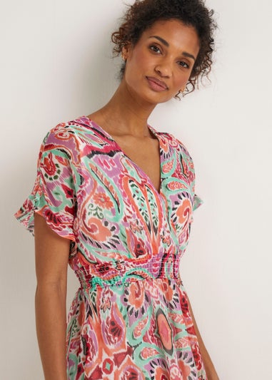 Multicoloured Print Tiered Mini Dress