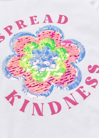 Girls White Sequin Slogan T-Shirt (3-14yrs)