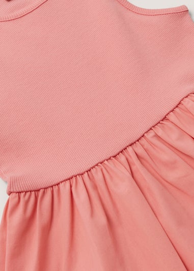 Girls Pink Racer Back Poplin Dress (4-13yrs)