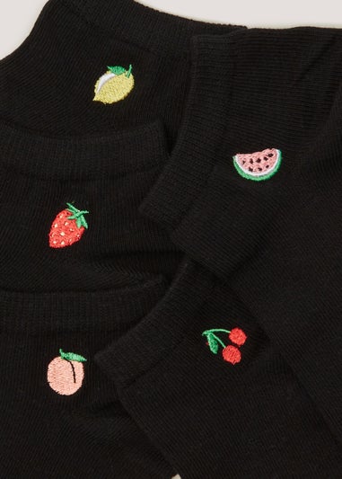 5 Pack Black Fruit Trainer Socks