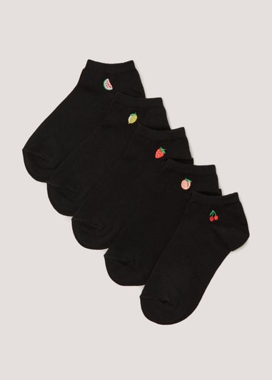 5 Pack Black Fruit Trainer Socks