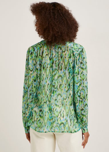 Green Print Chiffon Blouse