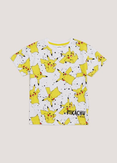 Kids White Pikachu T-Shirt (4-12yrs)