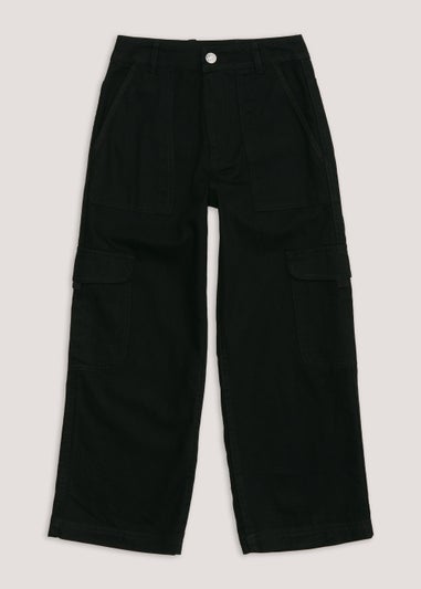 Girls Black Cargo Trousers (4-8yrs) - Matalan