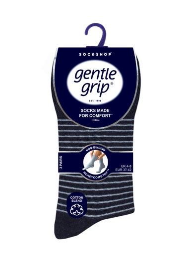 3 Pack Gentle Grip Blue Socks