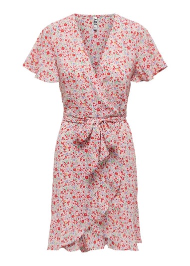 JDY Nolia Multicoloured Wrap Short Sleeve Dress