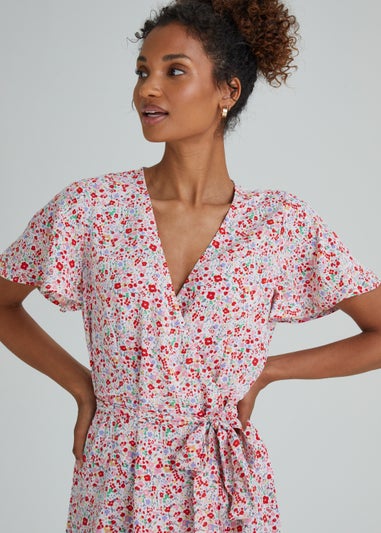 JDY Nolia Multicoloured Wrap Short Sleeve Dress