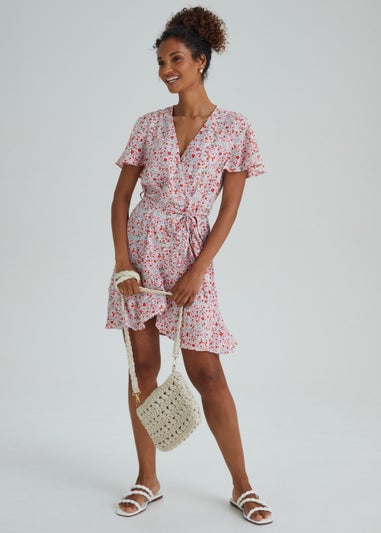 JDY Nolia Multicoloured Wrap Short Sleeve Dress