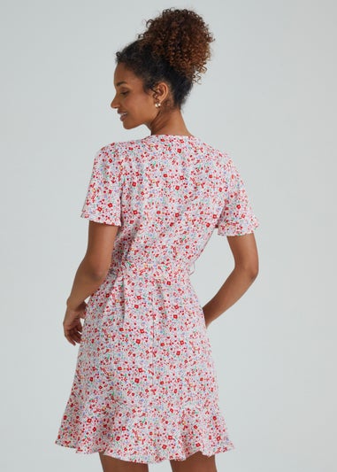 JDY Nolia Multicoloured Wrap Short Sleeve Dress