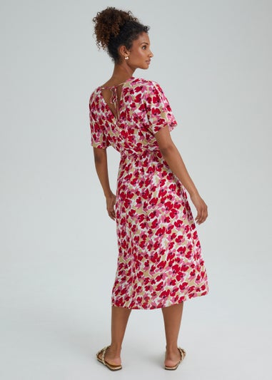 JDY Pink Floral Print String Midi Dress