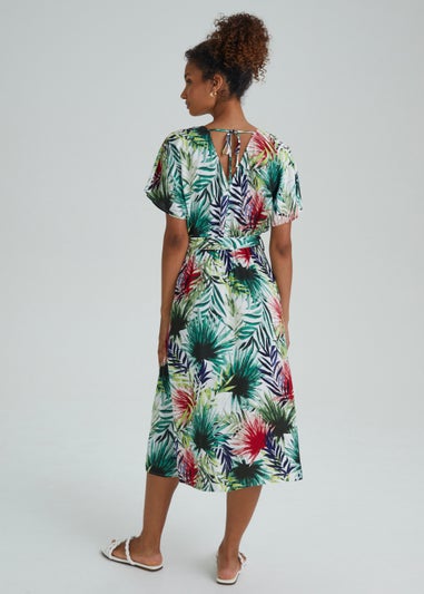 JDY Multicoloured Leaf Print String Midi Dress