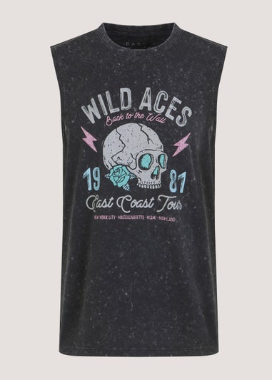 Black Wild Aces Print Vest Top