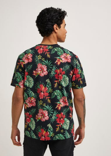 Black Floral Print T-Shirt