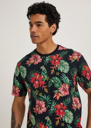 Black Floral Print T-Shirt