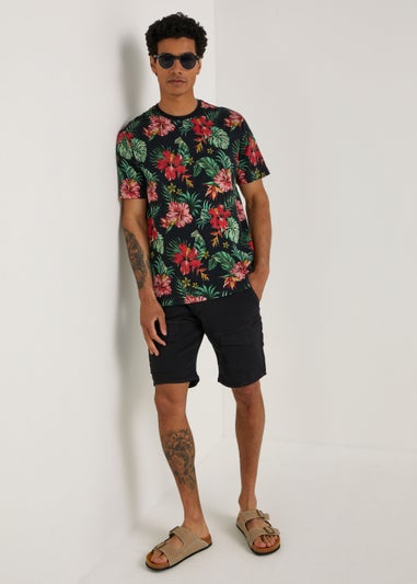 Black Floral Print T-Shirt