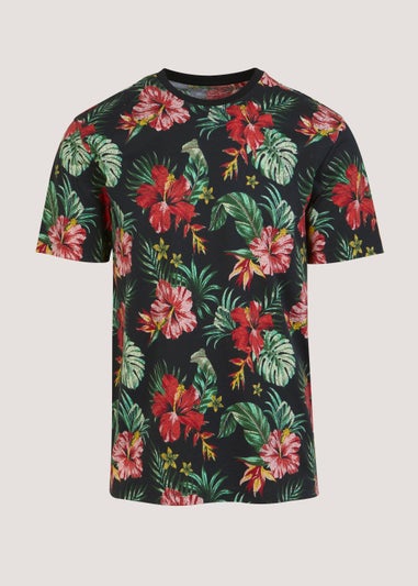 Black Floral Print T-Shirt