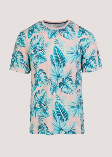 Pink Palm Leaf Print T-Shirt