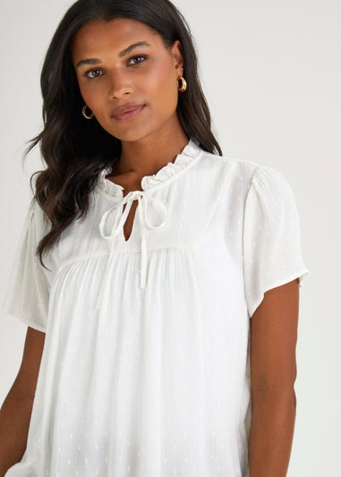 JDY Lima White Dobby Top