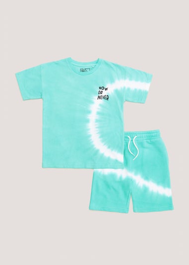 Boys Green Tie Dye T-Shirt and Shorts Set (4-13yrs)