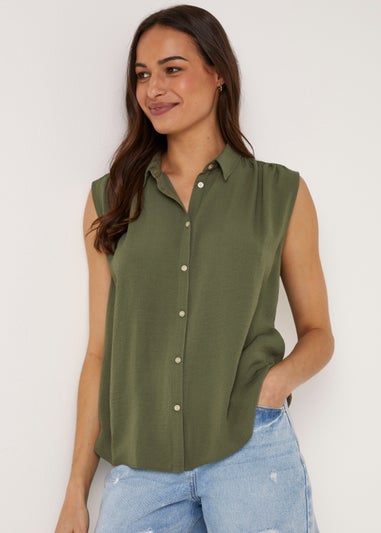 Khaki Sleeveless Shirt