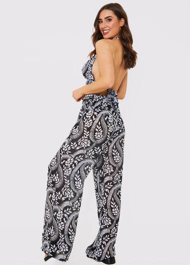 In The Style Jac Jossa Black Paisley Tie Front Trousers