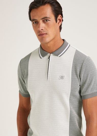 T&W Grey Stripe Co-Ord Polo Shirt