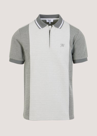 T&W Grey Stripe Co-Ord Polo Shirt
