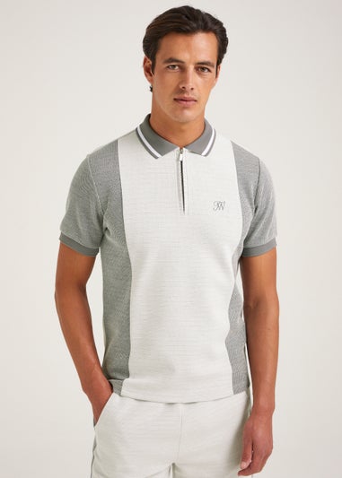 T&W Grey Stripe Co-Ord Polo Shirt