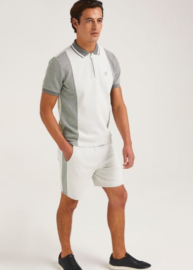 T&W Grey Stripe Co-Ord Polo Shirt