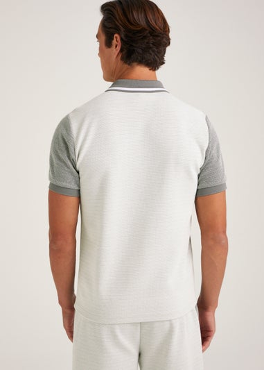 T&W Grey Stripe Co-Ord Polo Shirt