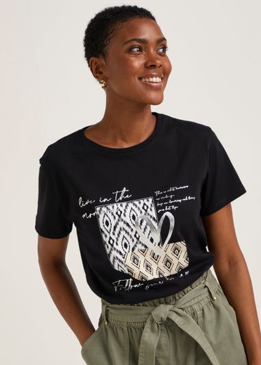 Black Aztec Slogan T-Shirt