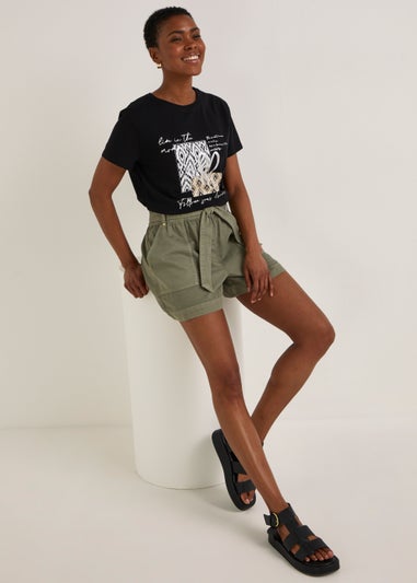 Black Aztec Slogan T-Shirt