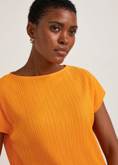 Orange Plisse Top