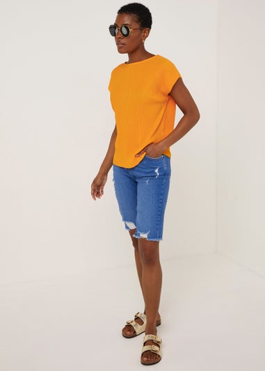 Orange Plisse Top